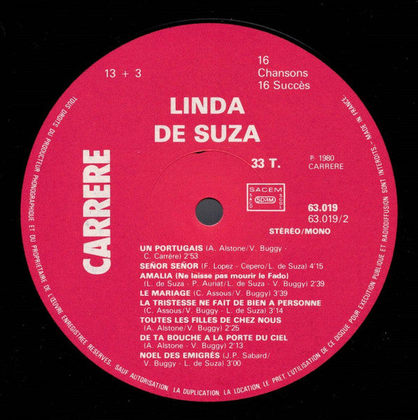 Linda De Suza –16 Chansons 16 Succès [Vinyle 33Tours]