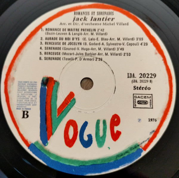 Jack Lantier – Romances Et Sérénades [Vinyle 33Tours]