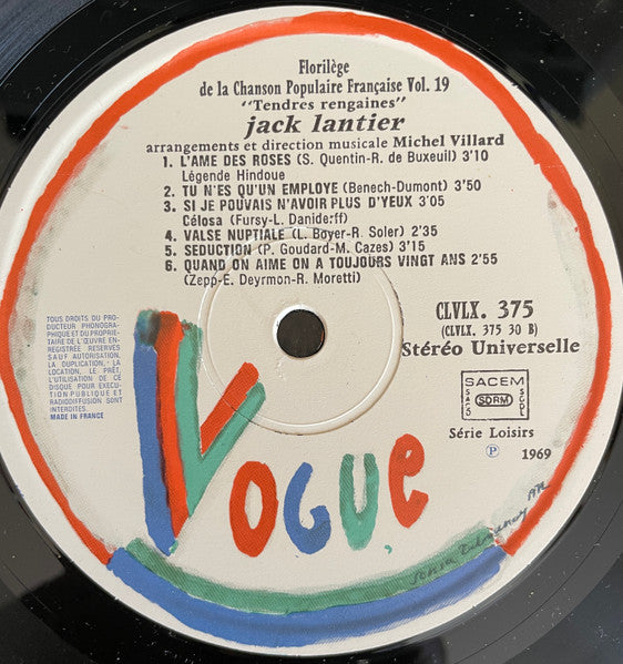 Jack Lantier – Tendres Rengaines [Vinyle 33Tours]