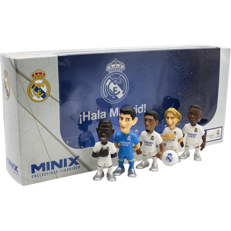 Minix - Football Stars - Real Madrid - Pack de 5 (Courtois/Vinicius/Bellingham/Carvajal/Mbappé) Statue 7cm