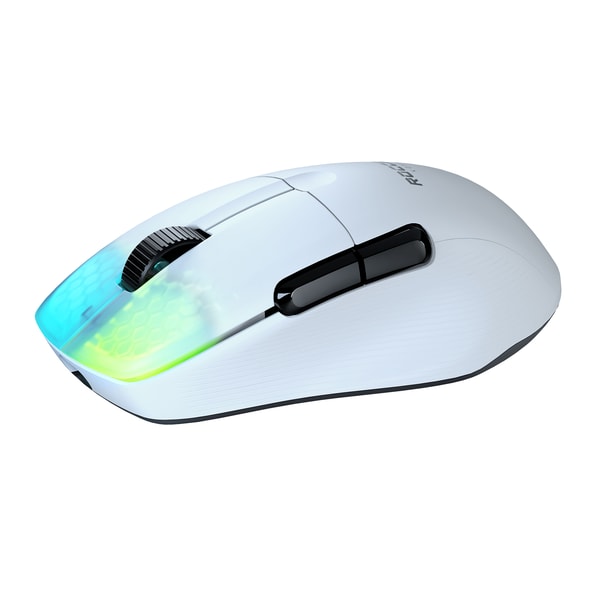 Roccat - Souris de jeu sans-fil optique RGB hyperlégère, ergonomique et ultraperformante Kone Pro Air Blanche