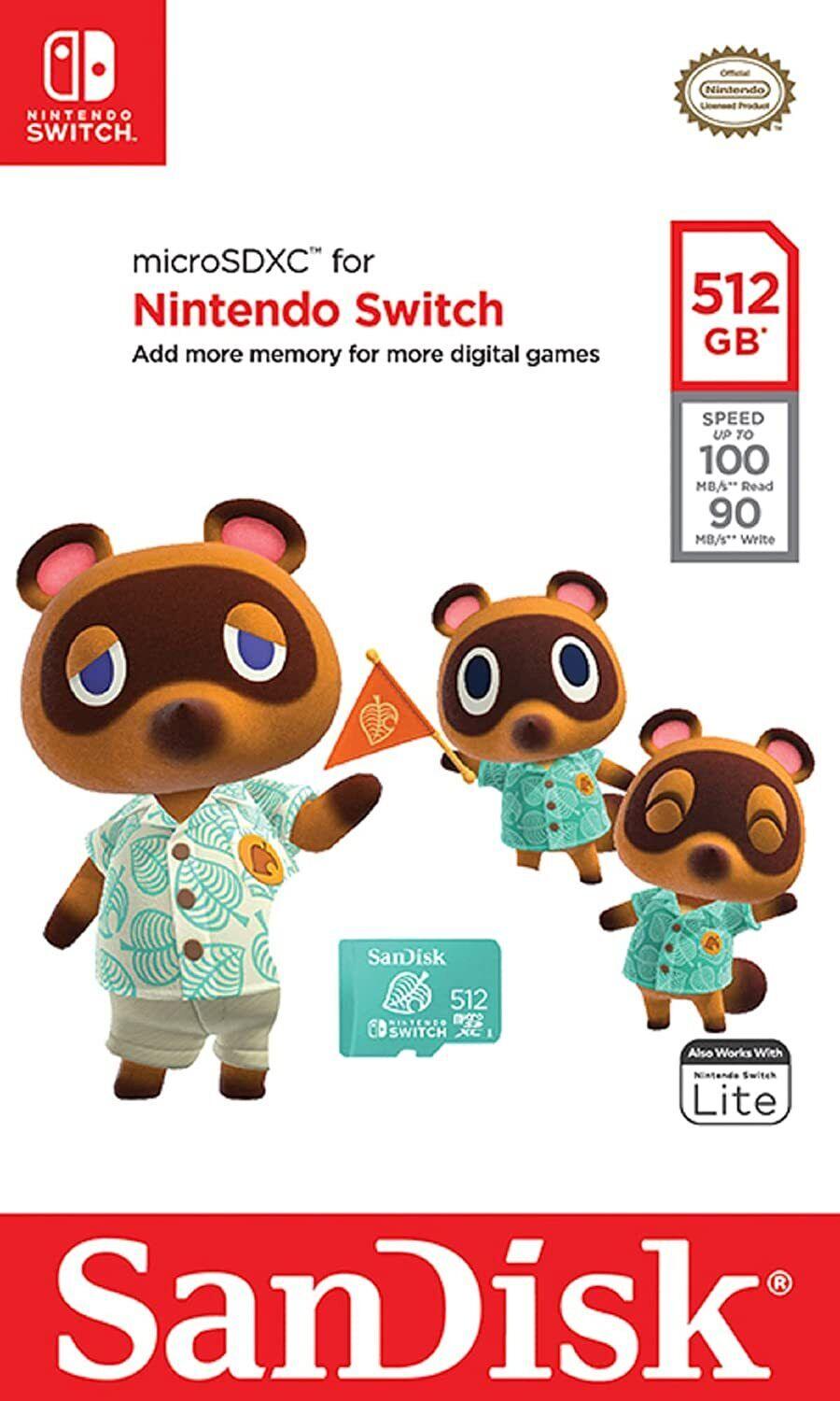 SanDisk - Carte mémoire microSDXC UHS-I 512 Go Edition Animal Crossing Leaf pour Nintendo Switch, Switch Lite et Switch OLED