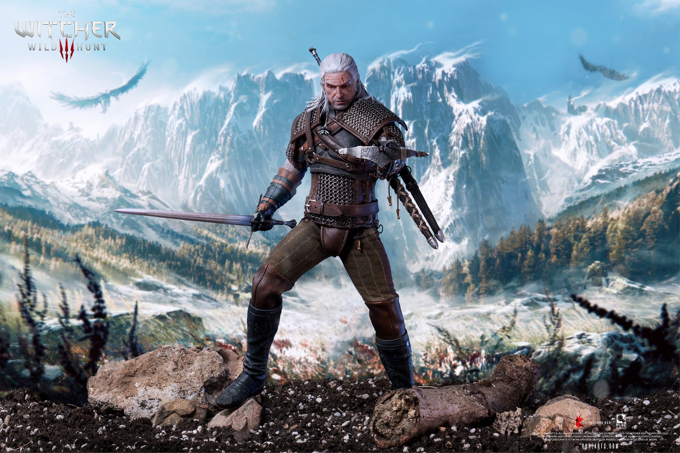 PureArts - 1:6 Articulated Figures - The Witcher 3 : Wild Hunt - Geralt de Riv Figurine 30cm