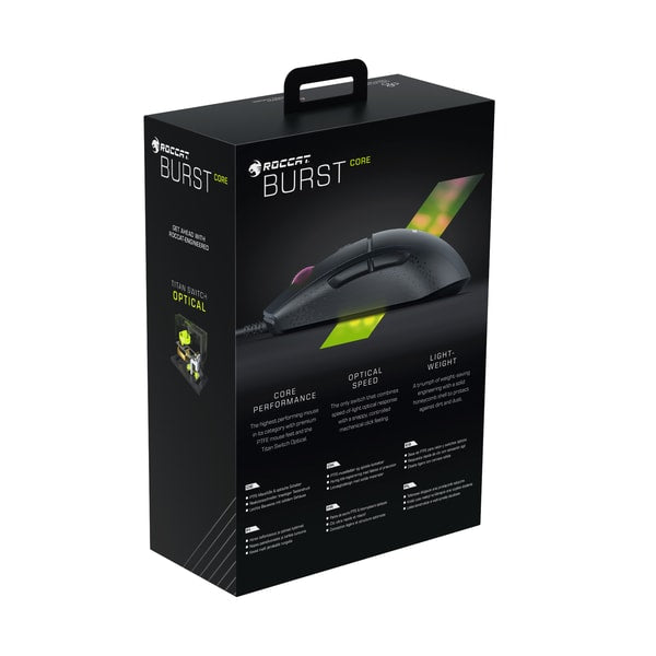 Roccat - Souris de jeu filaire Burst Core optique ultralégère Noire