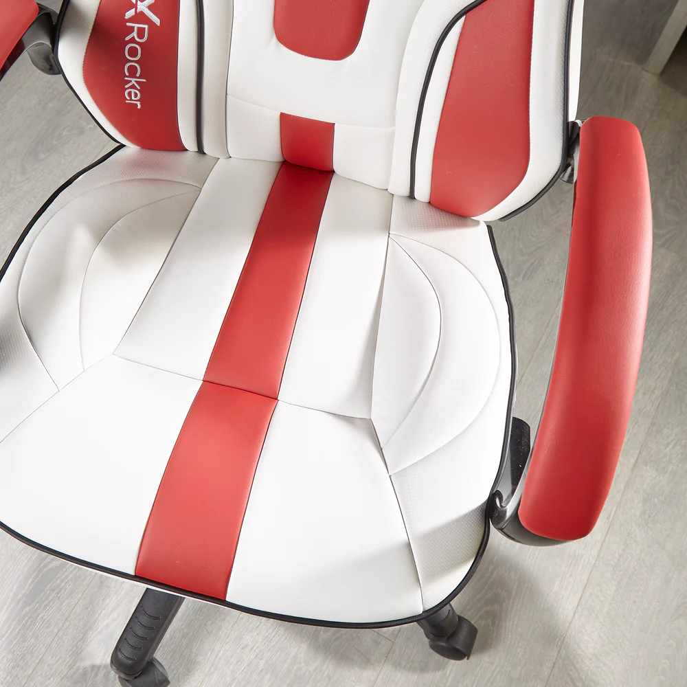 X Rocker - Siège de bureau Maverick réglable en hauteur blanc et rouge avec support lombaire