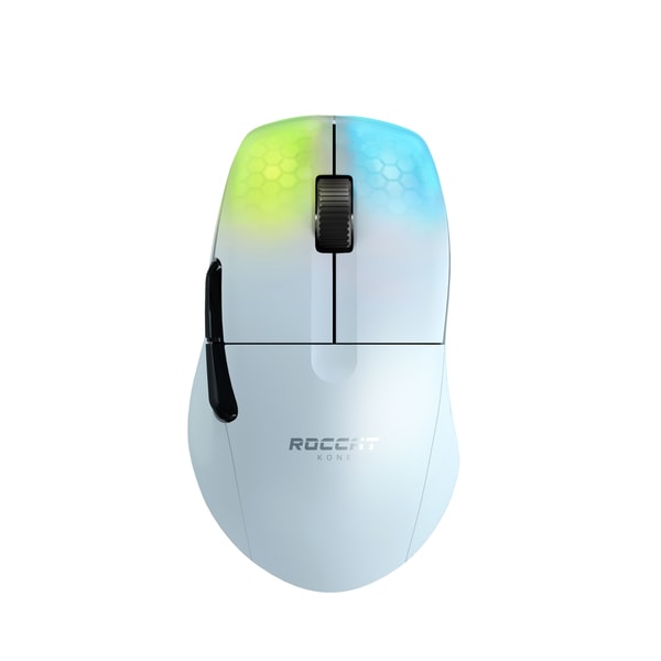 Roccat - Souris de jeu sans-fil optique RGB hyperlégère, ergonomique et ultraperformante Kone Pro Air Blanche