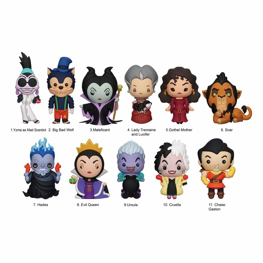 Disney - Assortiment en blind box de figurines de sac de collection Vilains en mousse (Série 3) (24 pcs)