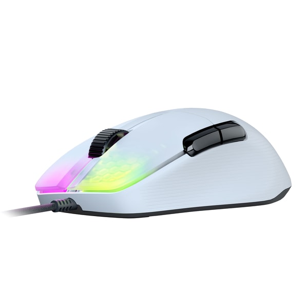 Roccat - Souris de jeu optique RGB hyperlégère, ergonomique et ultraperformante Kone Pro Blanche