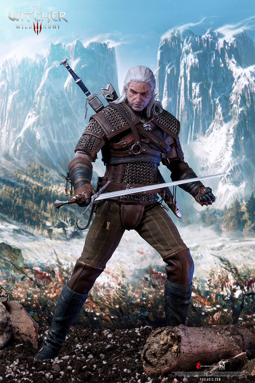 PureArts - 1:6 Articulated Figures - The Witcher 3 : Wild Hunt - Geralt de Riv Figurine 30cm