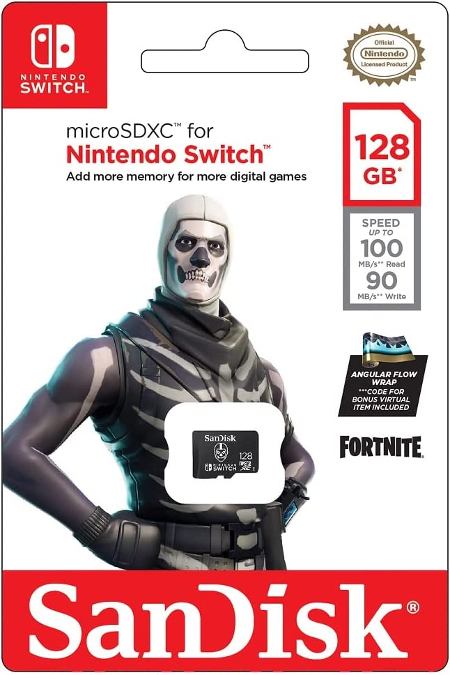 SanDisk - Carte mémoire microSDXC UHS-I 128 Go Edition Fortnite Skull Trooper pour Nintendo Switch, Switch Lite et Switch OLED