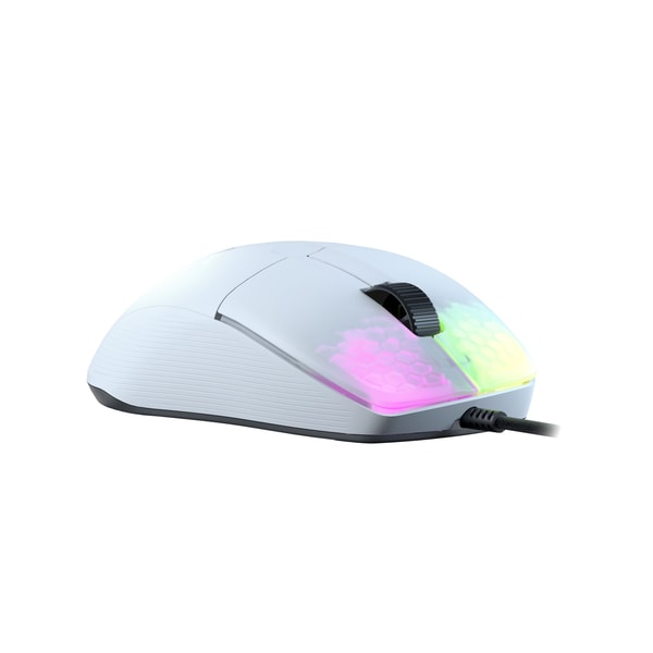 Roccat - Souris de jeu optique RGB hyperlégère, ergonomique et ultraperformante Kone Pro Blanche