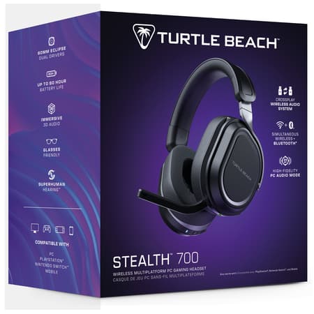 Turtle Beach - Casque de jeu sans-fil multiplateforme Stealth 700 Gen 3 Noir pour PC, PlayStation, Nintendo Switch et Mobile