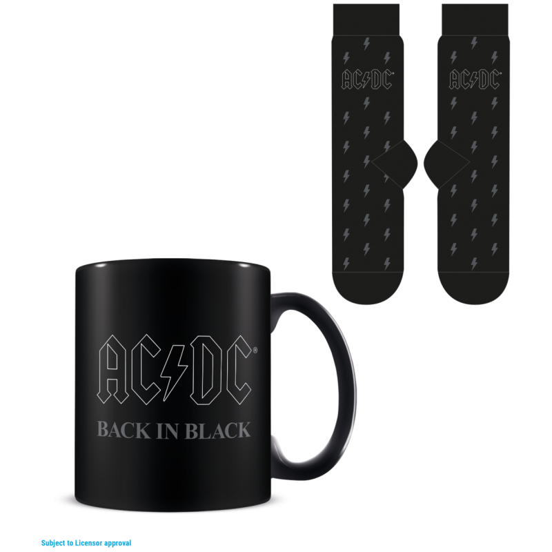 AC/DC - Coffret cadeau avec tasse 315ml et paire de chaussette EU 41-45 "Back in Black"