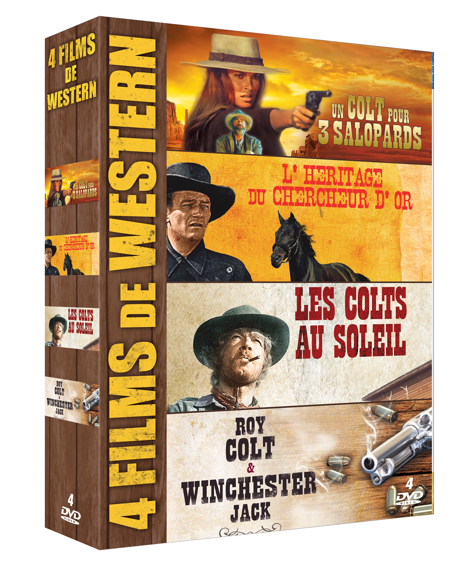 4 Films Western : Un Colt pour 3 salopards + L'Héritage du chercheur d'or + Les Colts au soleil + Roy Colt & Winchester Jack [DVD]