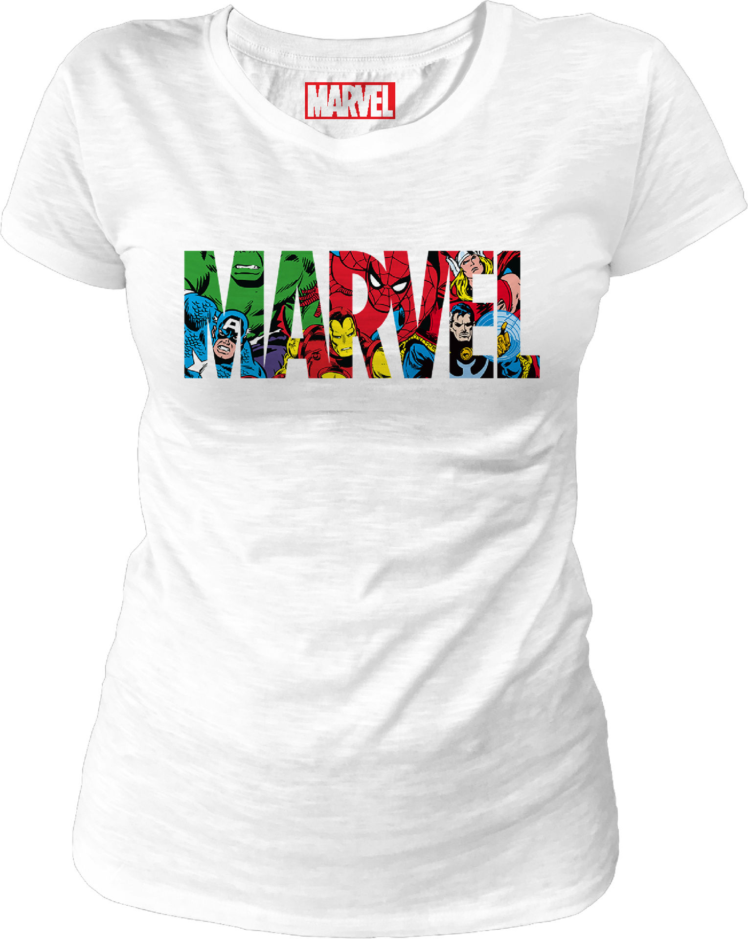 Marvel - Marvel Logo Characters White Women T-Shirt S