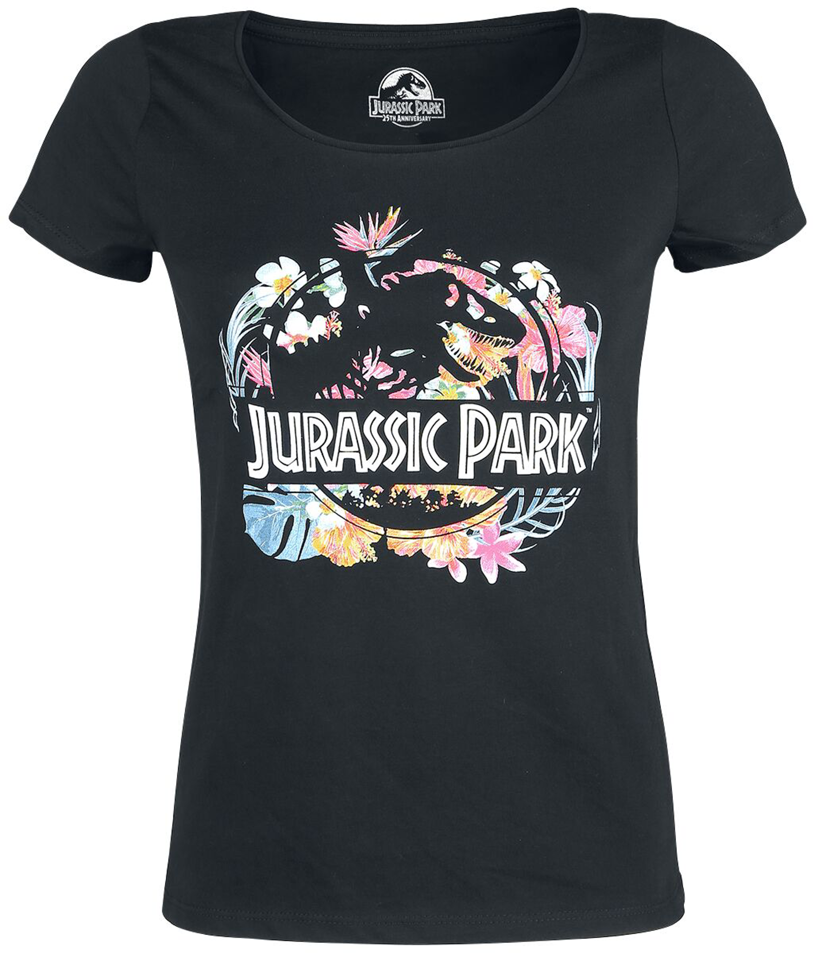 Jurassic Park - Logo Flower Black Woman T-Shirt S