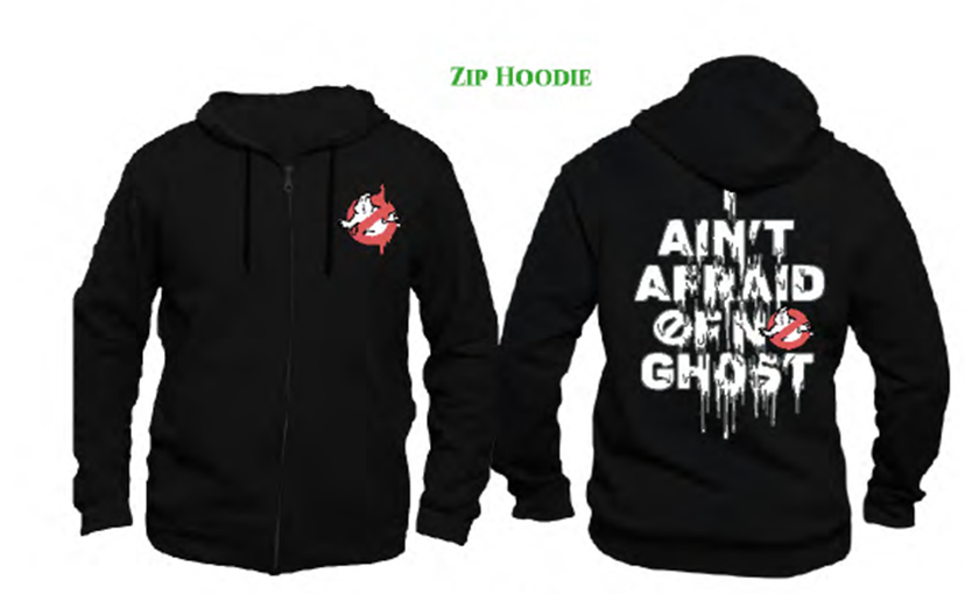 Ghostbusters - Black Men's Sweat Zippe Hoodie -L