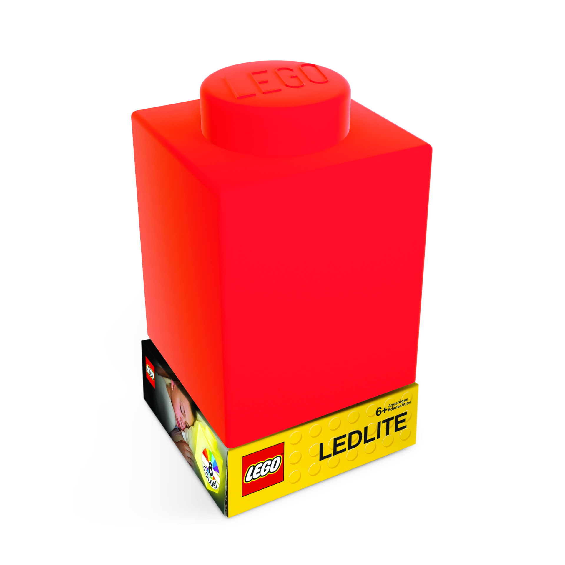 Veilleuse LED en silicone brique Lego - Rouge