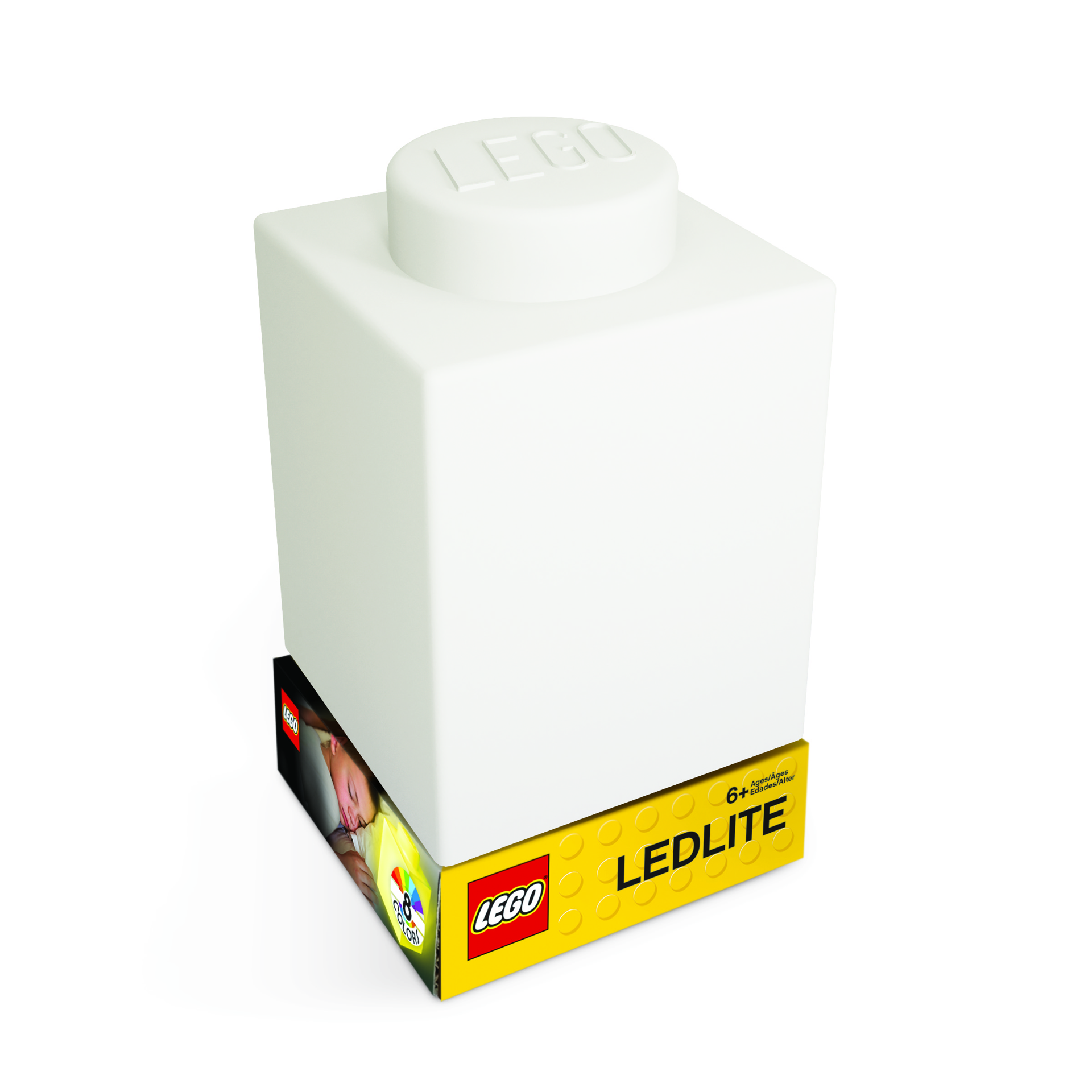 Veilleuse LED en silicone brique Lego - Blanc