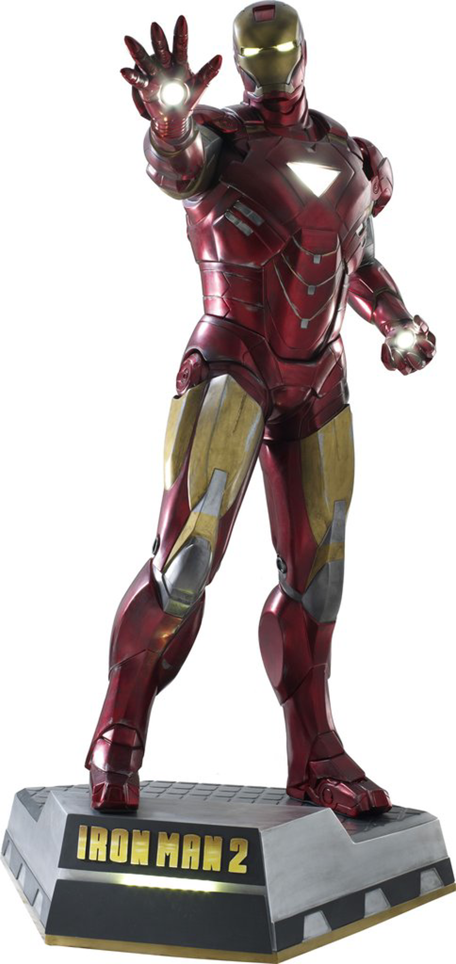 Iron Man 2 - Statue taille réelle Iron Man version Battlefield (Eclairage LED et base inclus)