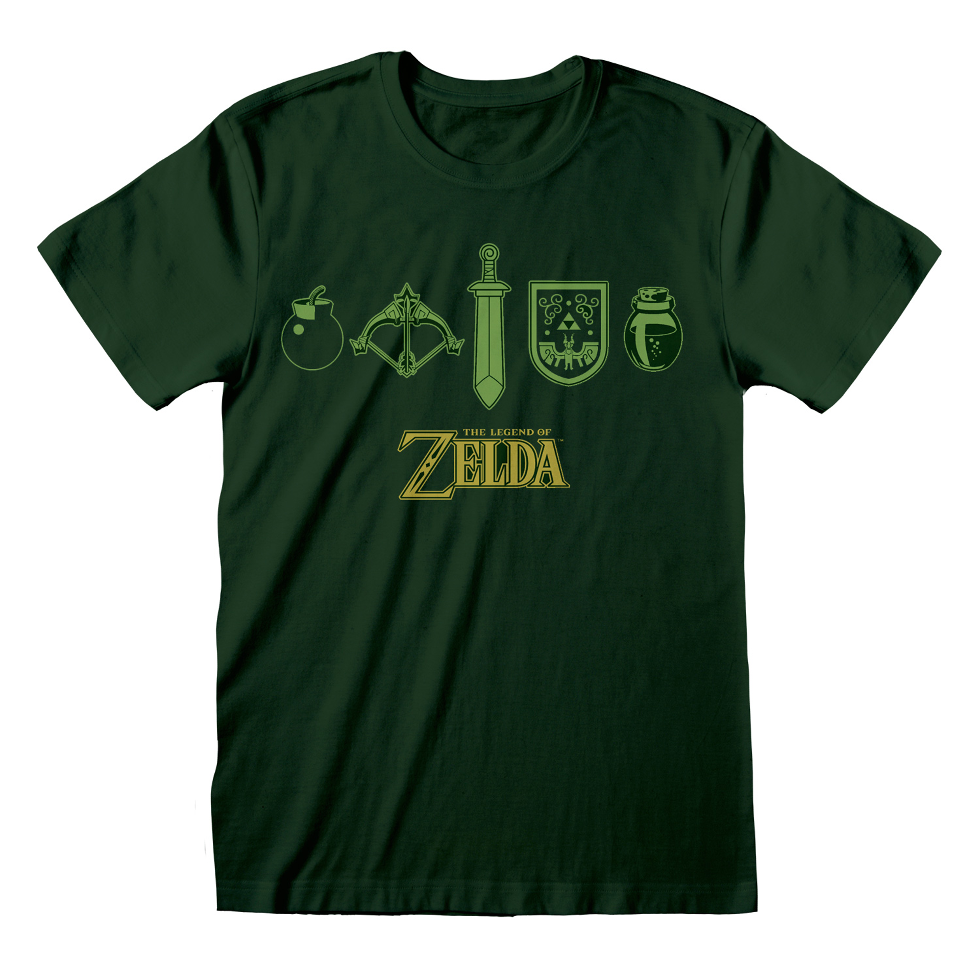 Nintendo - T-Shirt unisexe Vert foncé The Legend of Zelda Les essentiels de la quête - S