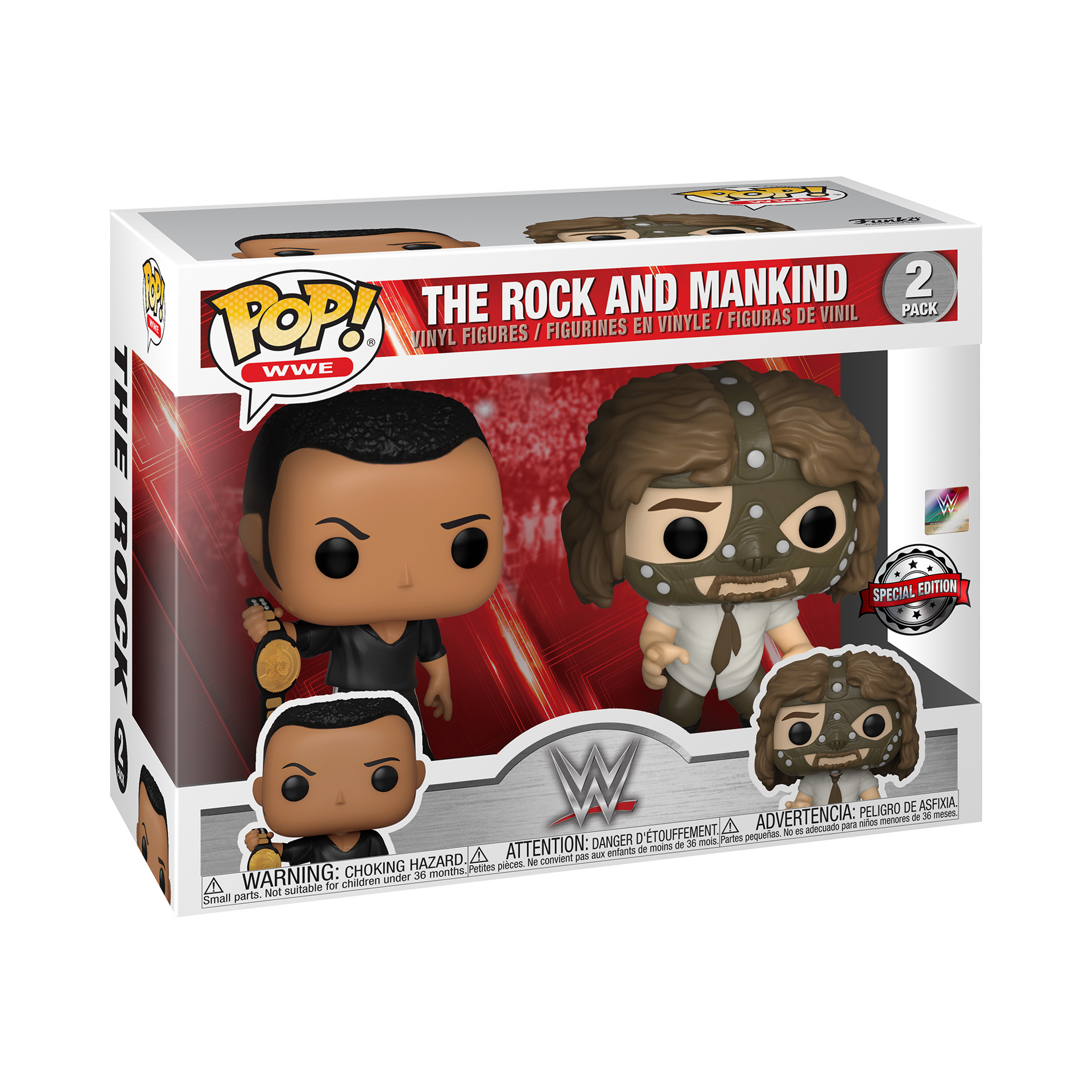 Funko Pop! 2-Pack: WWE - The Rock and Mankind (Metallic) - US Exclusive ENG Merchandising