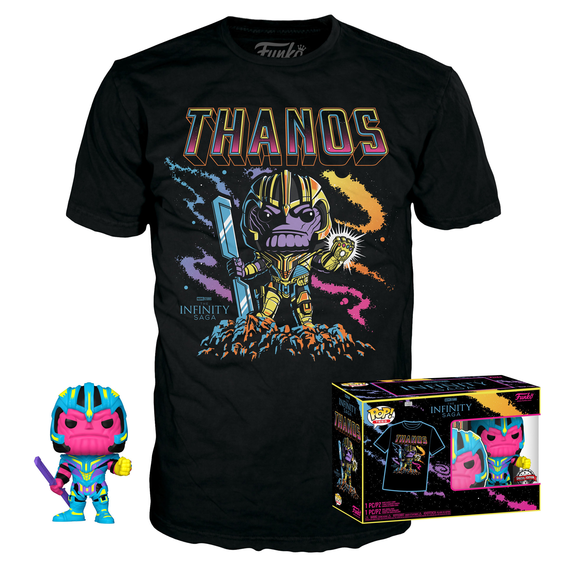 Funko Pop! & Tee: Marvel - Thanos (Blacklight) - S