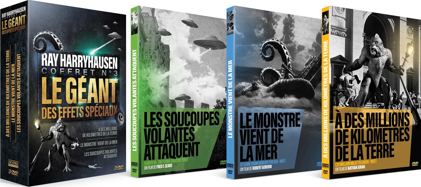 Ray Harryhausen - Coffret n° 3 : Le Monstre vient de la mer + Les Soucoupes volantes attaquent + À des millions de kilomètres de la terre [DVD]