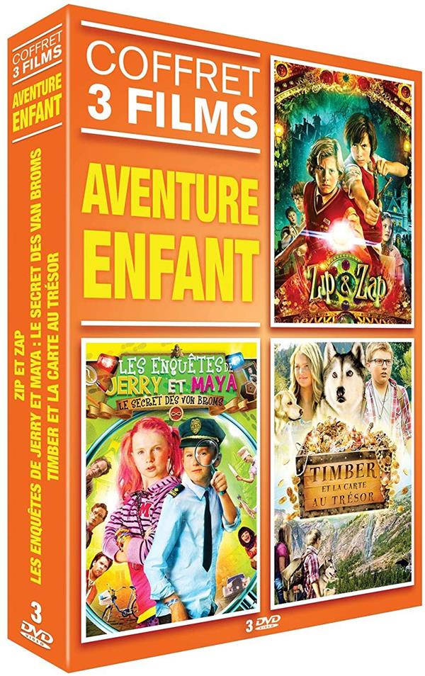 Coffret aventure enfant 3 films : Zip et Zap ; les enquêtes de Jerry et Maya ; Timber et la carte au trésor [DVD]