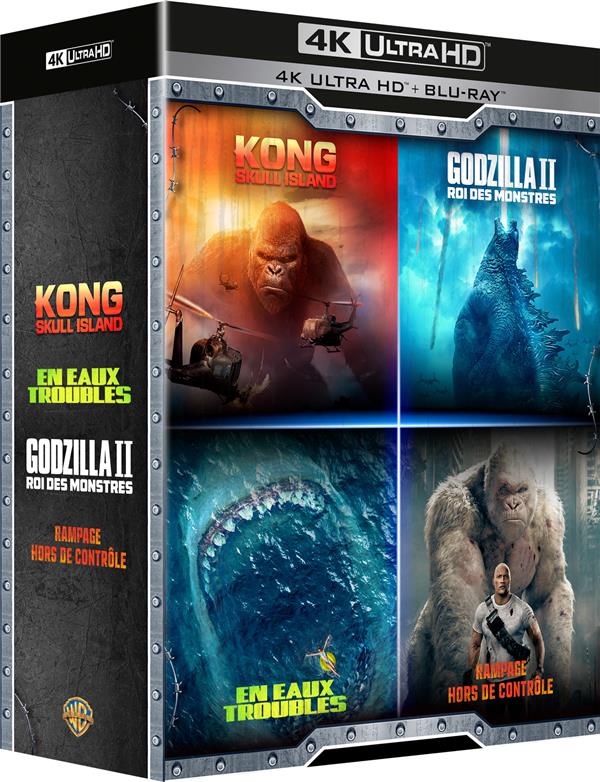 Coffret :  Godzilla : Roi des monstres +  Kong : Skull Island + Rampage - Hors de contrôle + En eaux troubles [4K Ultra HD]