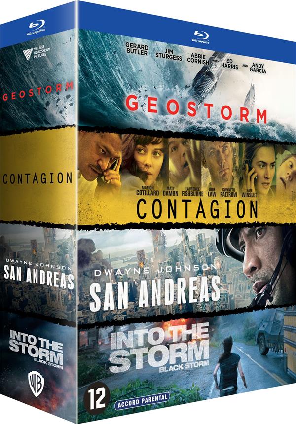 Coffret 4 films : Contagion + Geostorm + San Andreas + Into the Storm [Blu-ray]