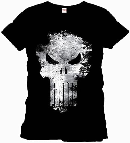 Marvel - Punisher Distress White Skull Black T-Shirt - S