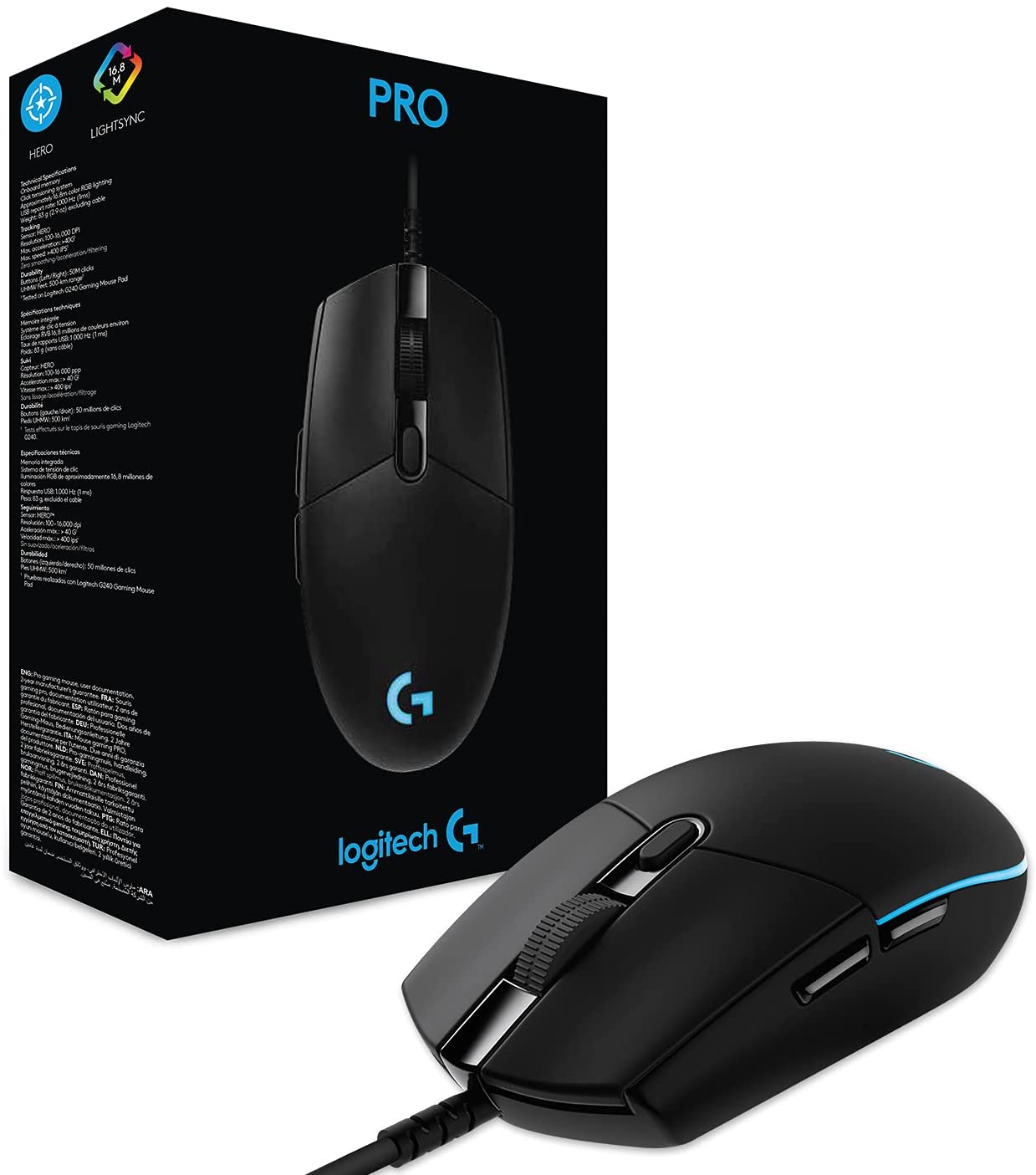 Logitech Souris de jeu PRO HERO Noire