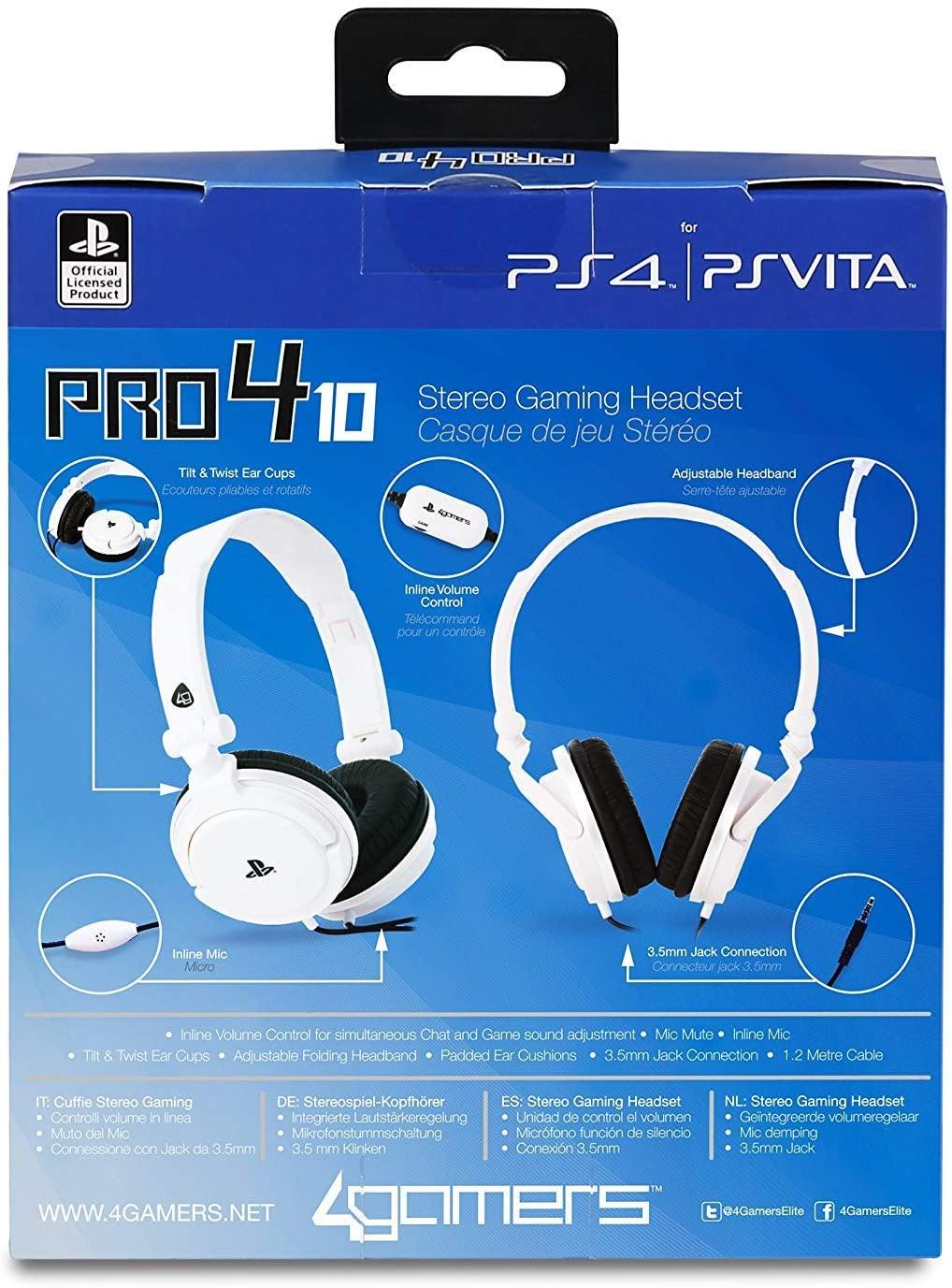 4Gamers - PRO 4-10 PS4 Licensed Wired Stereo Gaming Headset White - flash vidéo