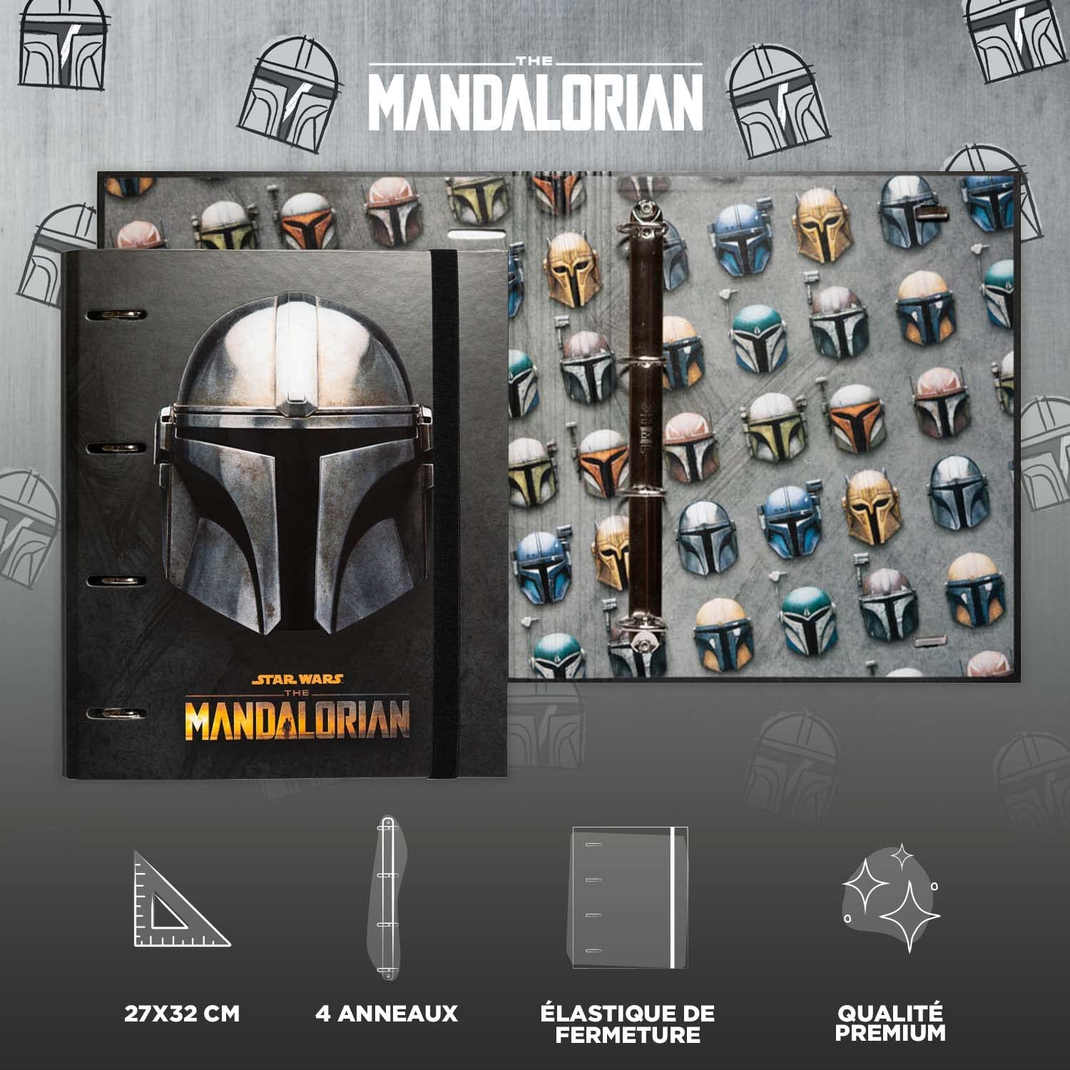 Star Wars: The Mandalorian - Classeur Premium à 4 anneaux avec élastique