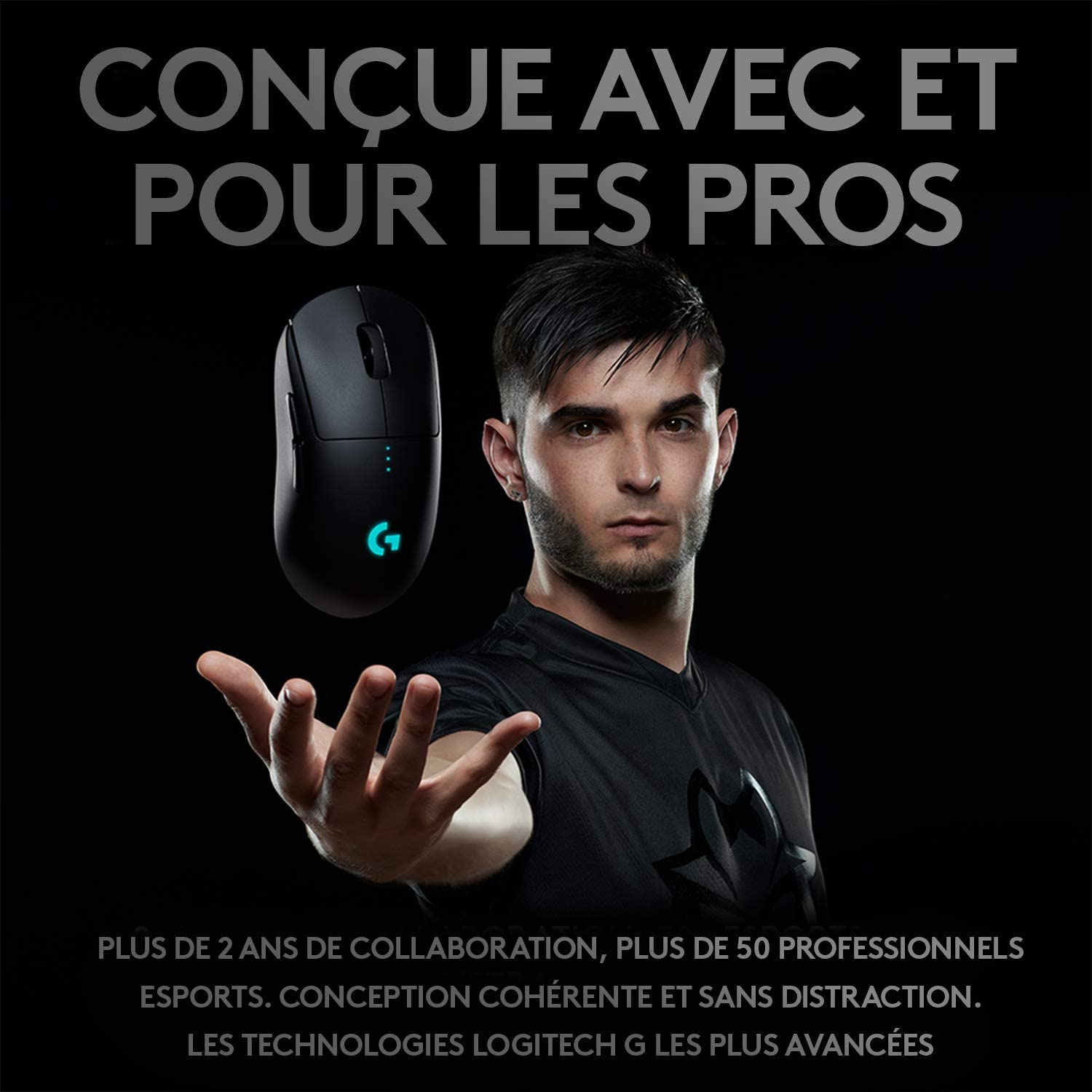 Logitech Souris de jeu sans fil G PRO Noire