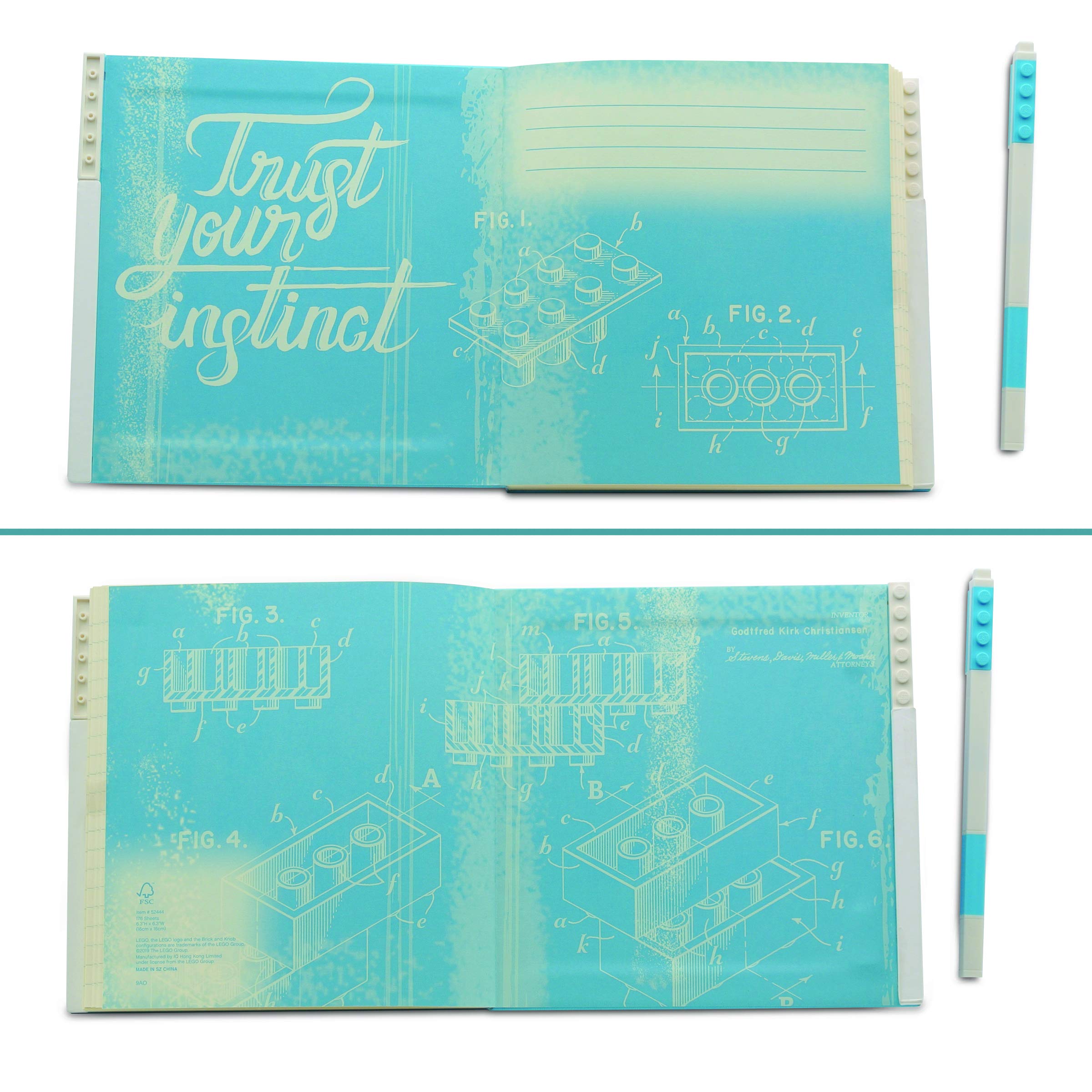 Cahier verrouillable Lego avec stylo gel - Bleu azur