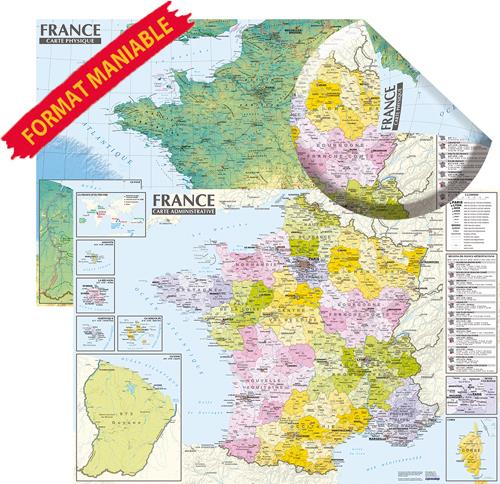 France carte physique et administrative (édition 2021)