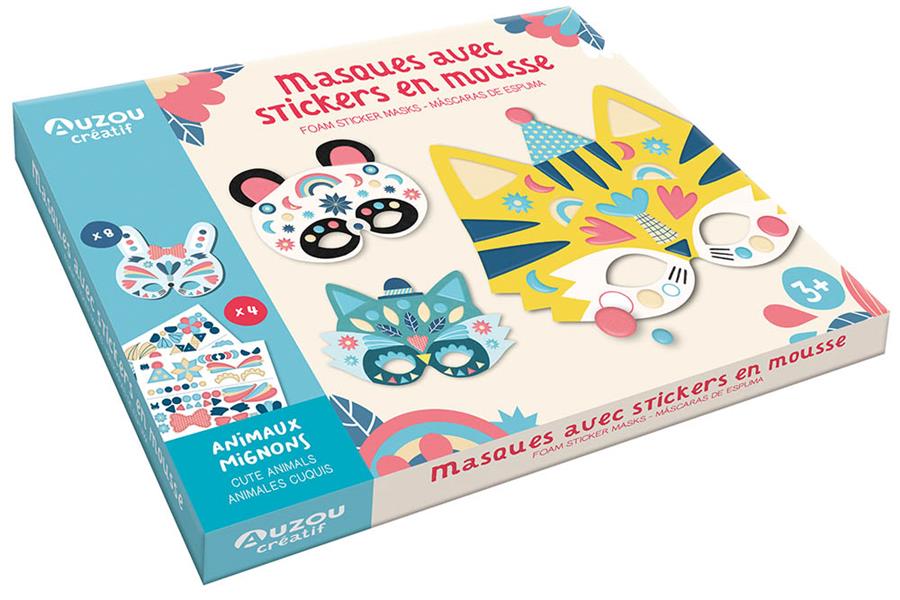 Masques avec stickers en mousse : animaux mignons