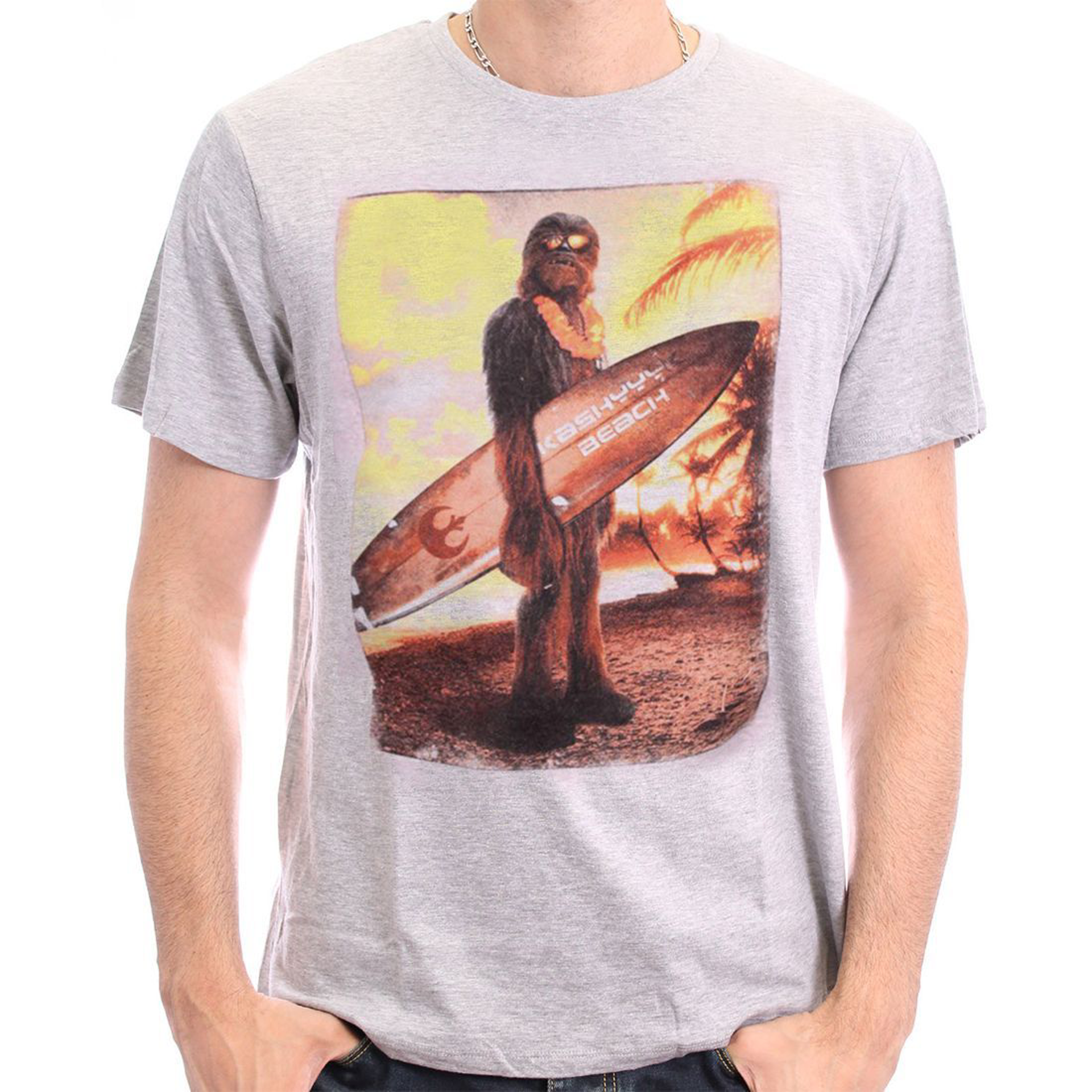 Star Wars - Chewie on the Beach Grey T-Shirt - M