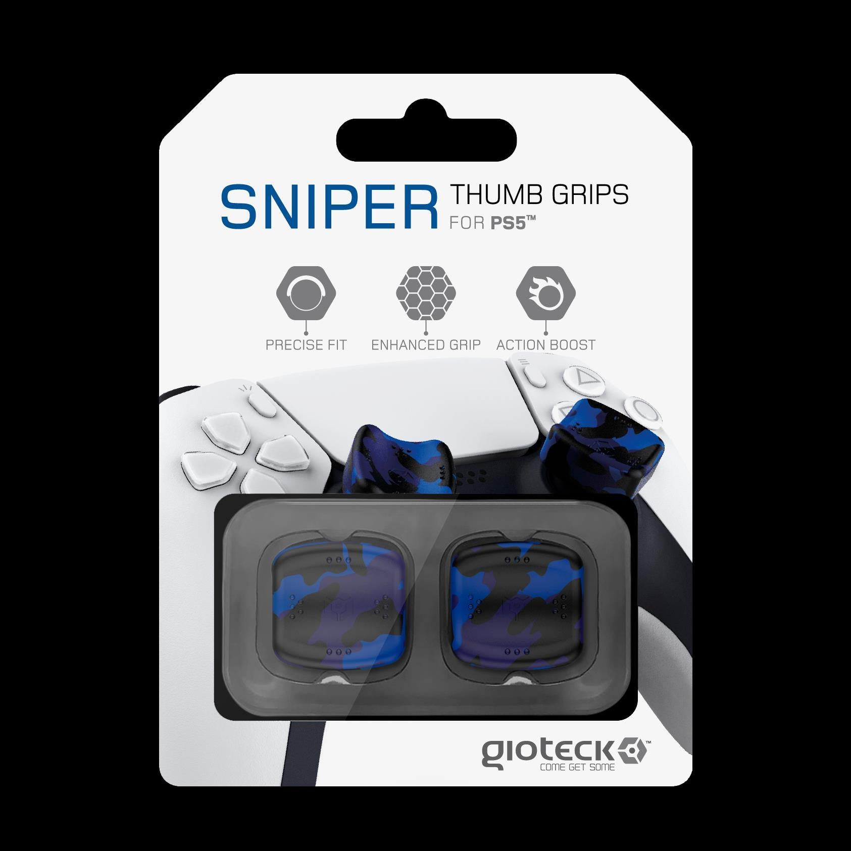 Gioteck - Reposes Pouce (Thumb Grips) Sniper Bleu camouflage pour PS5 (PS5) - flash vidéo