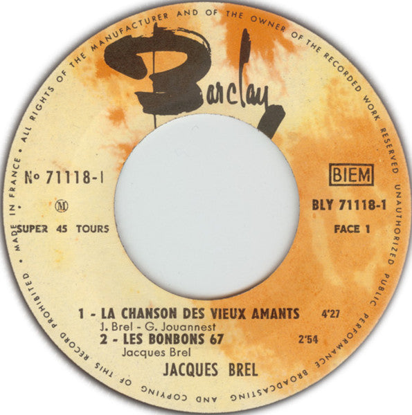 Jacques Brel – La Chanson Des Vieux Amants [Vinyle 45Tours]