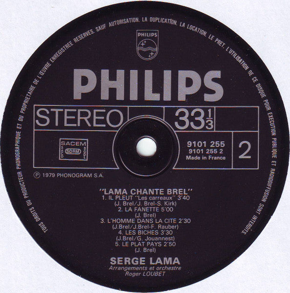 Serge Lama –Lama Chante Brel [Vinyle 33Tours]