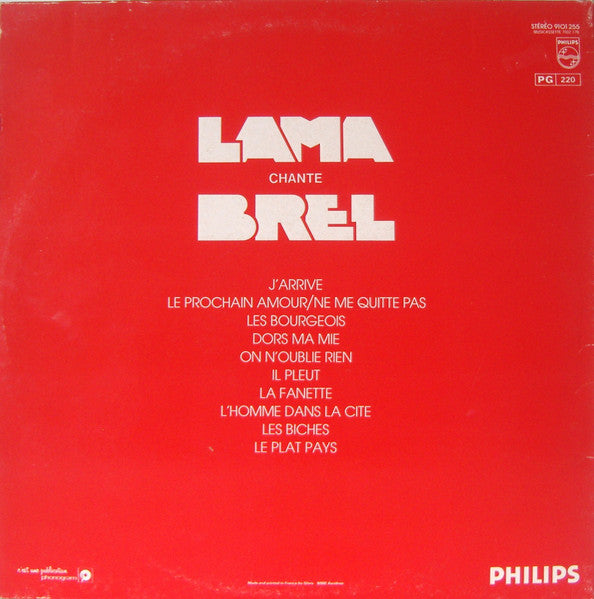 Serge Lama –Lama Chante Brel [Vinyle 33Tours]