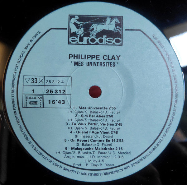 Philippe Clay –Mes Universités [Vinyle 33Tours]