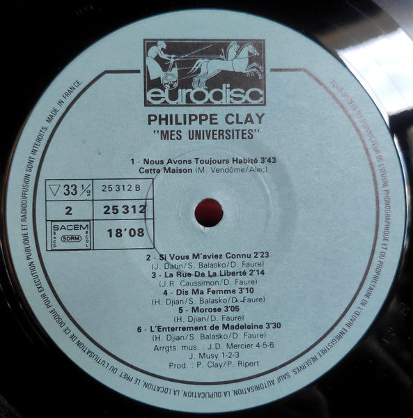 Philippe Clay –Mes Universités [Vinyle 33Tours]