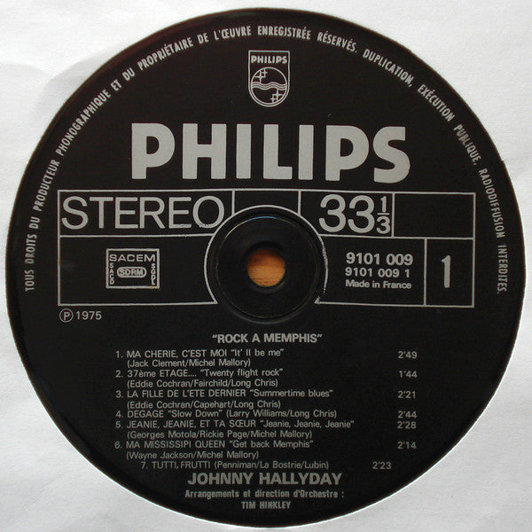 Johnny Hallyday –Rock A Memphis [Vinyle 33Tours]