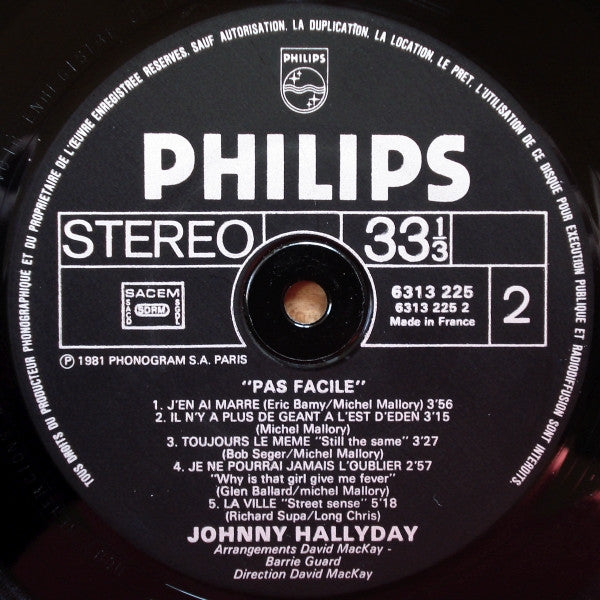 Johnny Hallyday –Pas facile [Vinyle 33Tours]