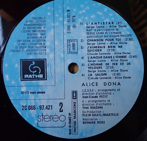 Alice Dona – Alice Dona [Vinyle 33Tours]