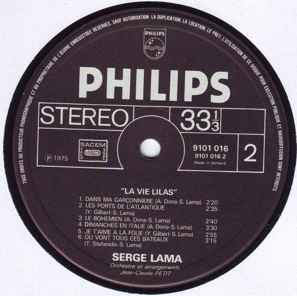 Serge Lama –La Vie Lilas [Vinyle 33Tours]